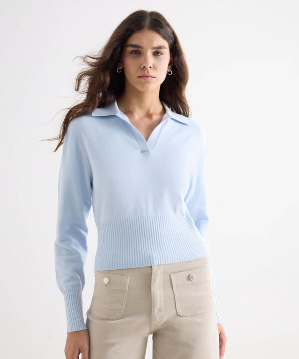 Saco Tipo Polo De Manga Larga, Celeste, hi-res image number null