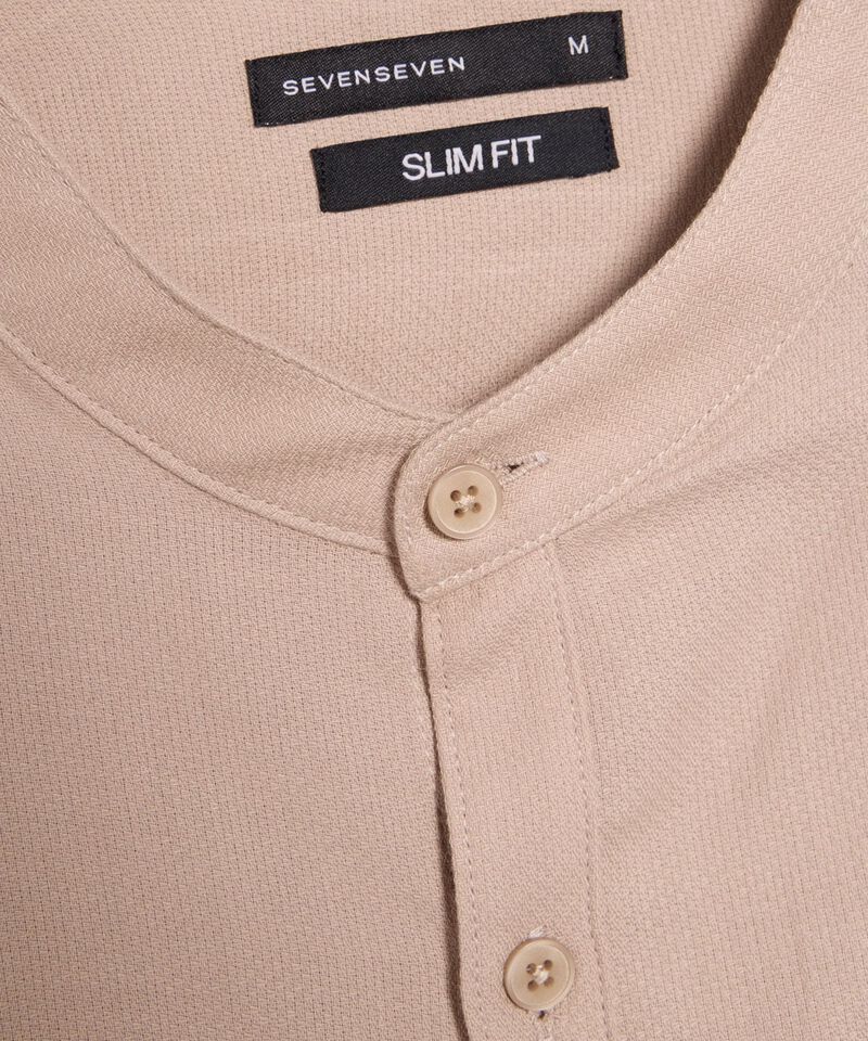 Camisa Texturizada Cuello Mao, Beige, hi-res