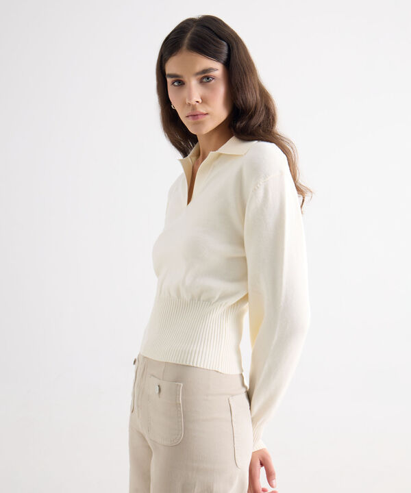 Saco Tipo Polo De Manga Larga, Beige, hi-res image number null