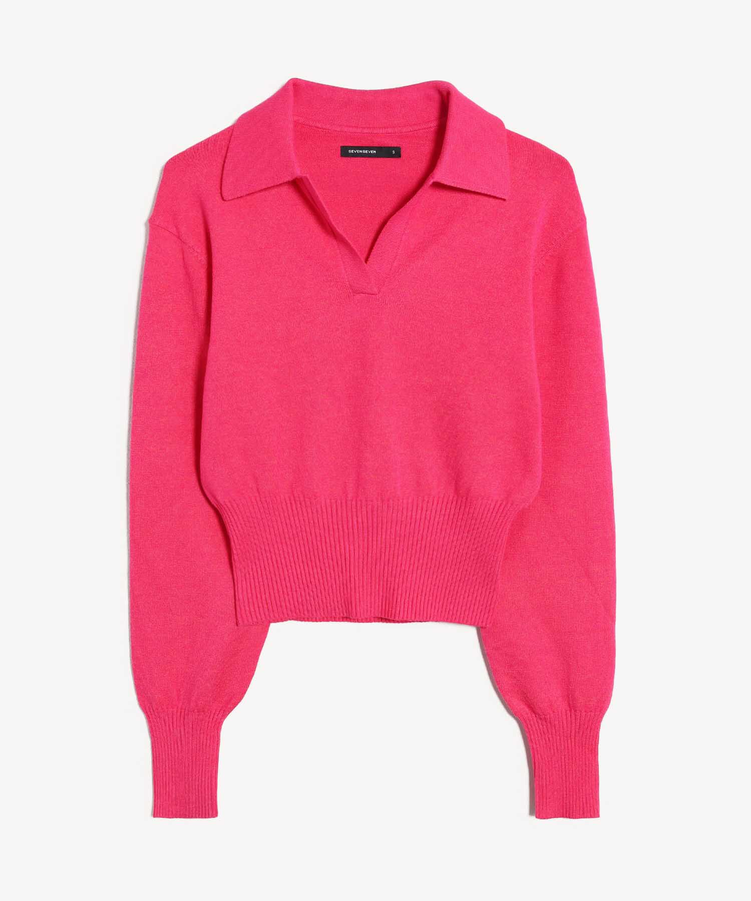 Saco Tipo Polo De Manga Larga, Fucsia, hi-res