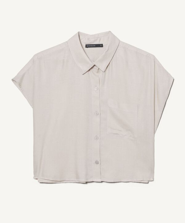 Camisa Cropped con Bolsillo, Beige, hi-res
