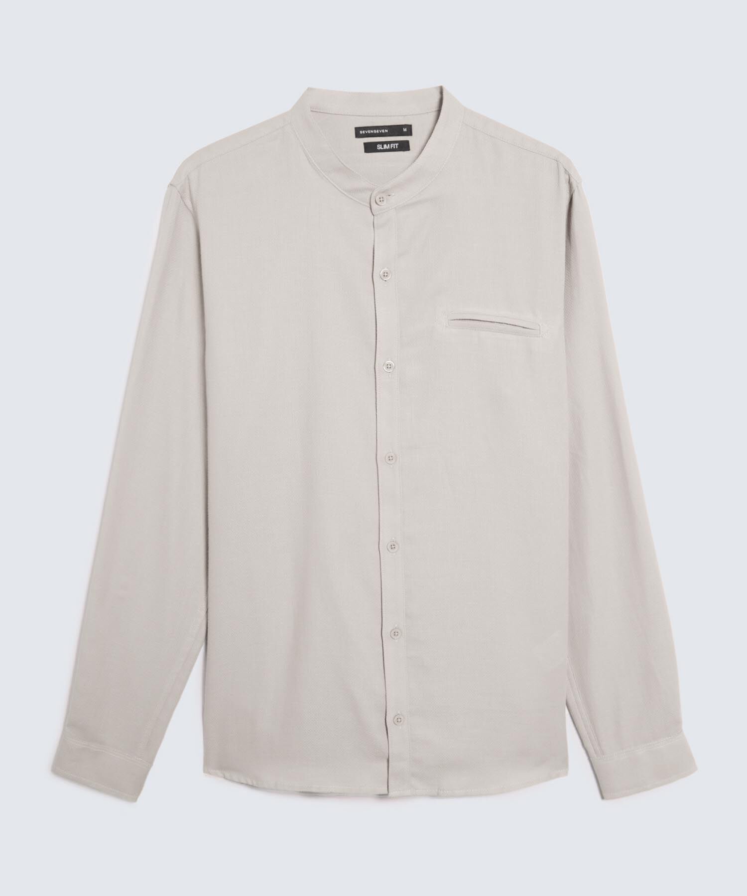 Camisa Texturizada Cuello Mao, Beige, hi-res