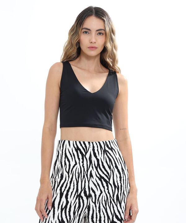 Crop top manga corta
